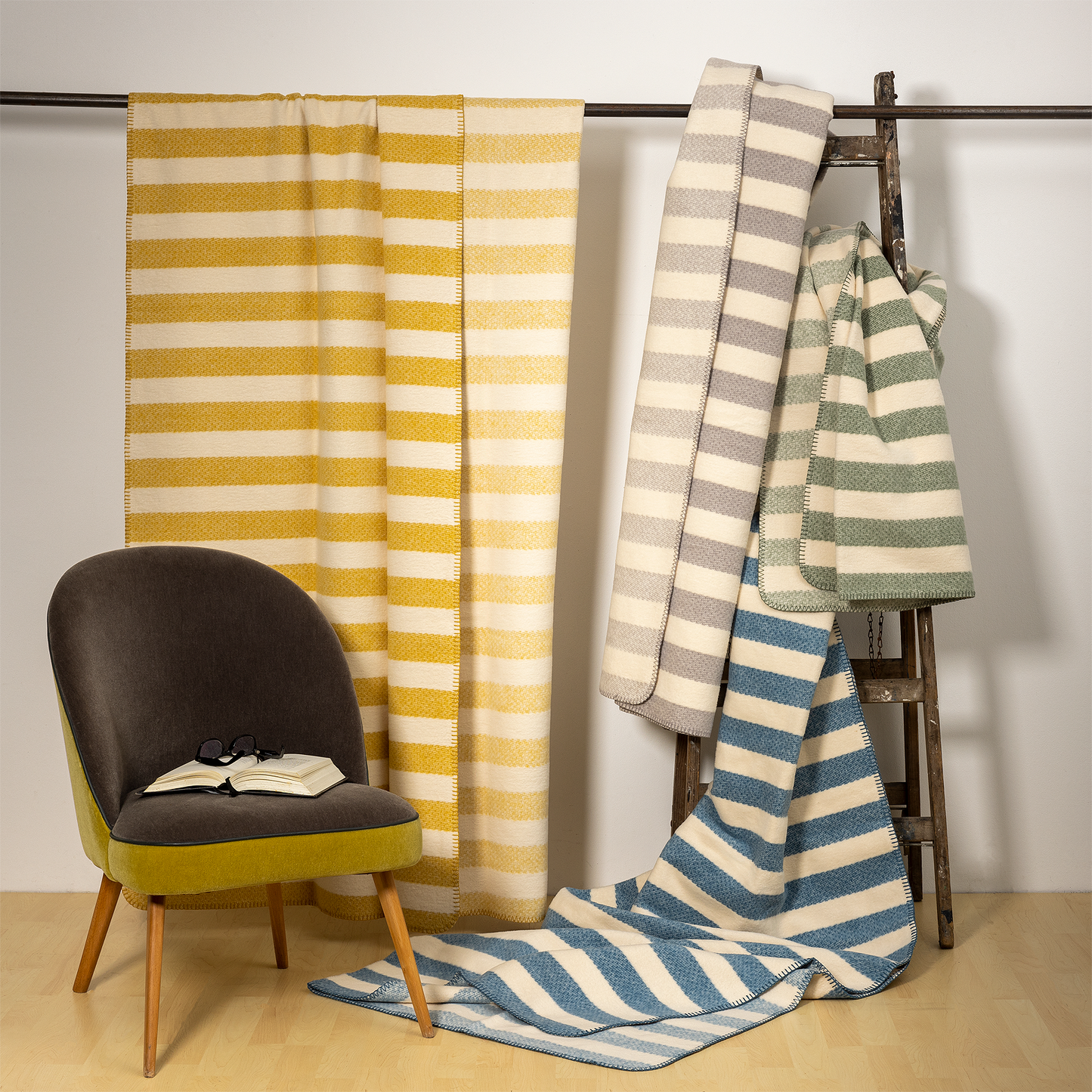 Kuscheldecke „Ida“ honig 150 x 220cm mit ca. 450g/m², Bio-Baumwolle