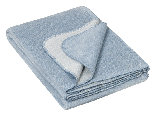 Kuscheldecke „Melange“ stahlblau Jacquard-Wohndecke 100% Baumwolle aus kontrolliert biologischem Anbau ca.150x200cm / ca.450g/m²