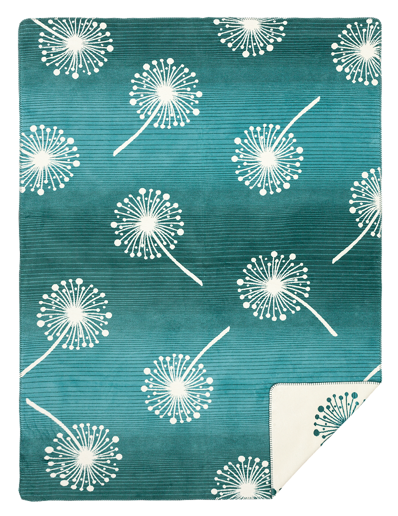 Pusteblume Petrol – Bio-Baumwolldecke