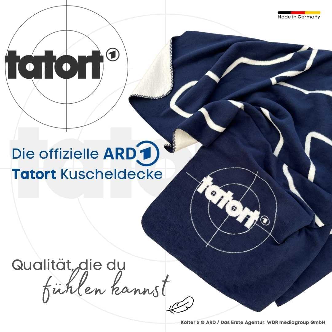 Tatort Kuscheldecke von Kolter, gewebtes Mischgewebe 150 × 200 cm - Wohnansicht