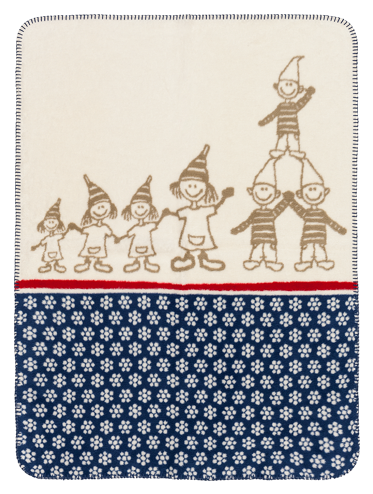 Zwergenbande Babydecke aus 100 % Bio-Baumwolle (kbA) in Indigo, 75 × 100 cm, Made in Germany