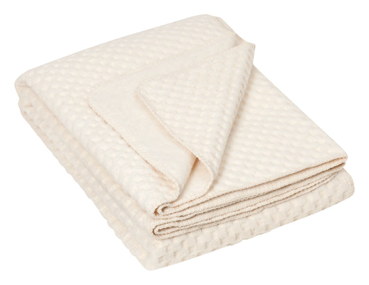 Kuscheldecke „Jopea“ natur Wohndecke aus 100% Baumwolle (kbA)  aus kontrolliert biologischem Anbau ca.150x200cm / ca.450g/m²